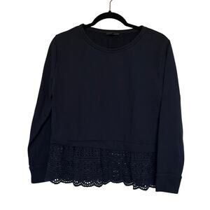 J. Crew Eyelet Hem Sweatshirt, S